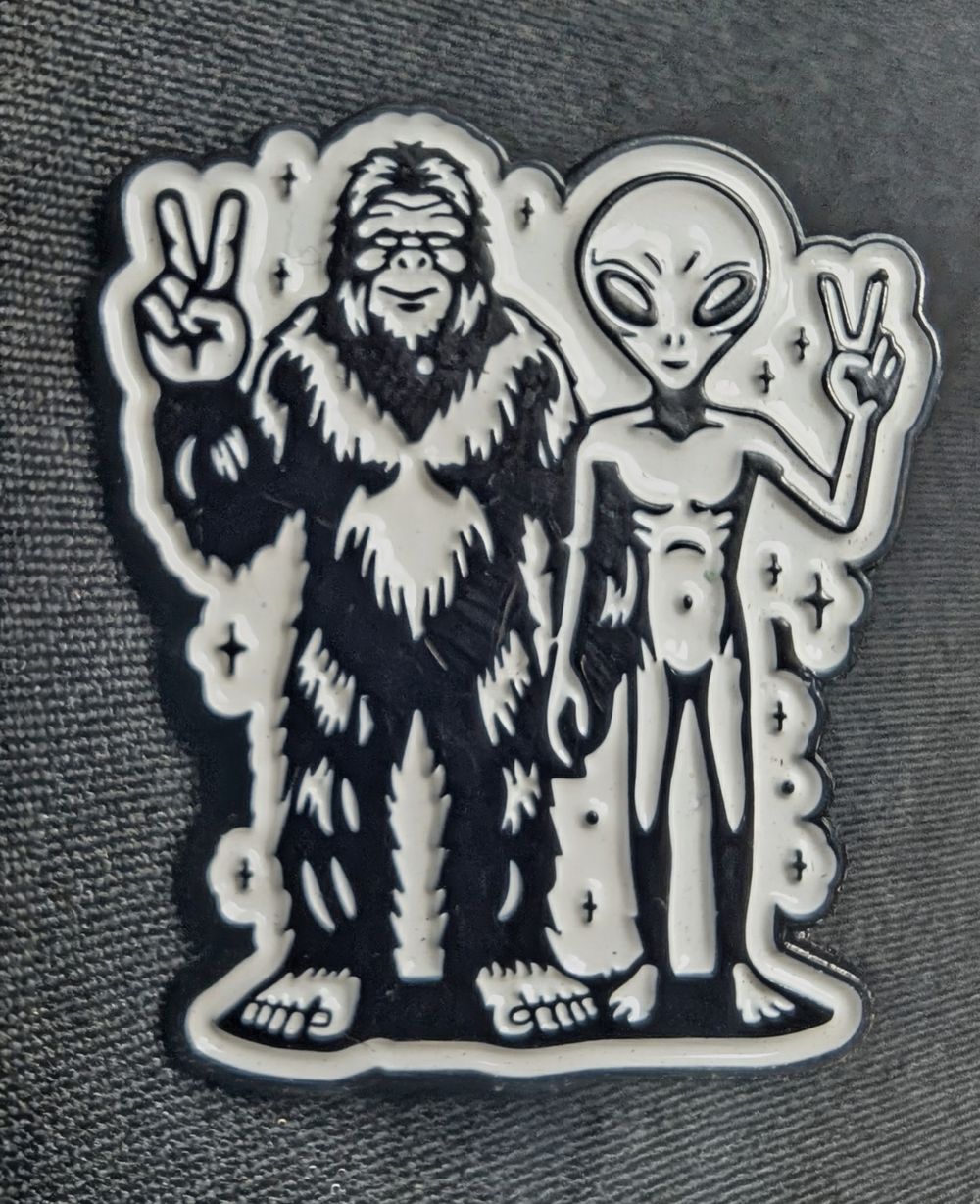 Bigfoot and alien pin